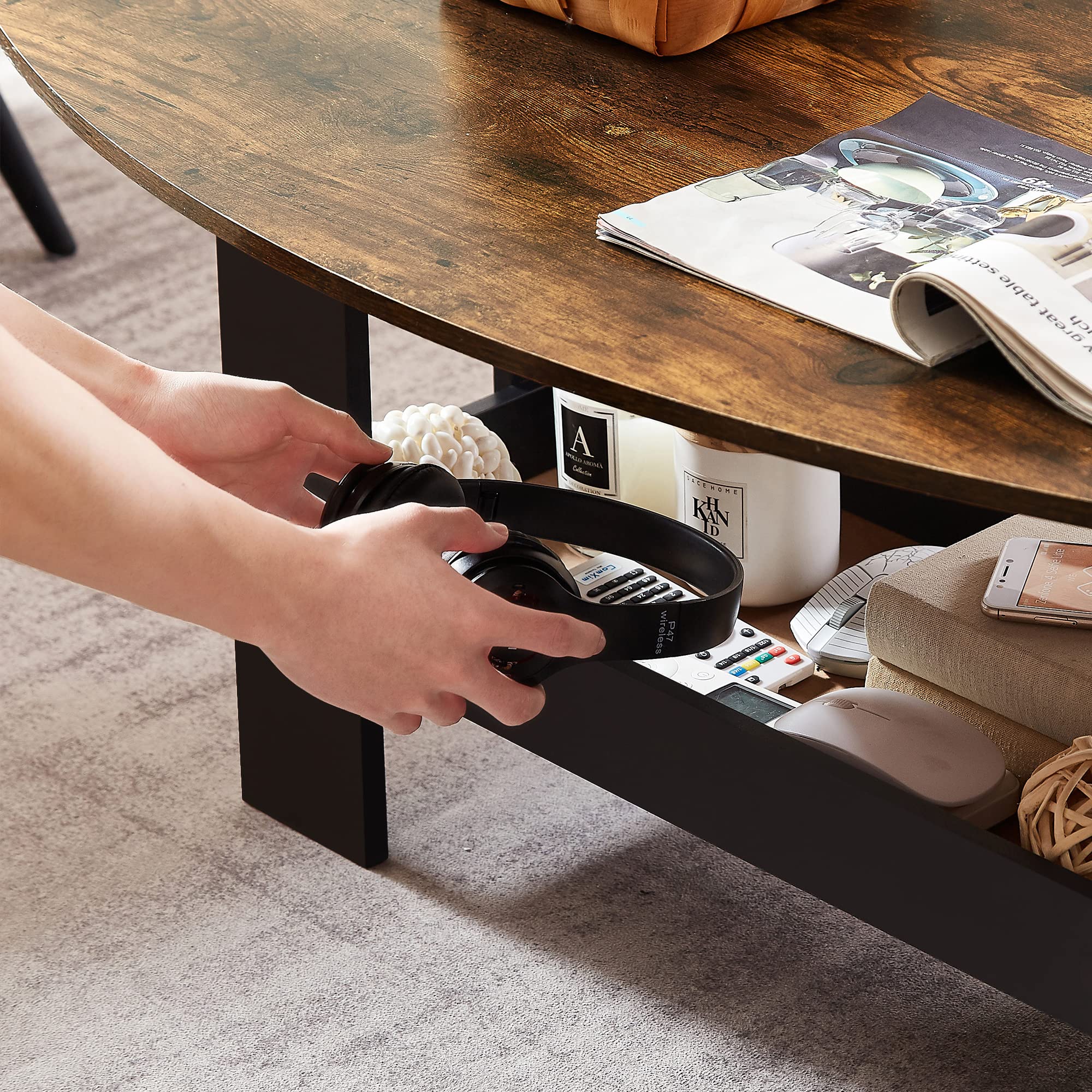 Amazon.co.jp: VECELO ローテーブル センターテーブル 幅55×奥行90cm 