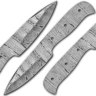 Damascus Steel outdoor knife Blank, Tactical, Survival, Camping, DIY, Knife Making kit, Skinner knife Blank Blade - AMJ Crafts