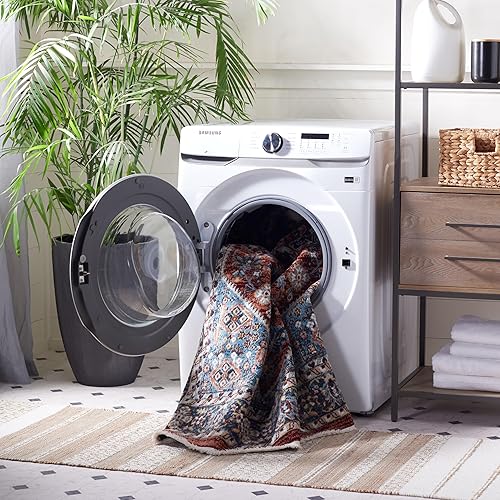 Miniatura 3 de Safavieh Bayside Collection - Alfombra de área de 5.3 x 7.6 pies, color rojo y azul, diseño tradicional oriental, no desprende pelusa y de fácil