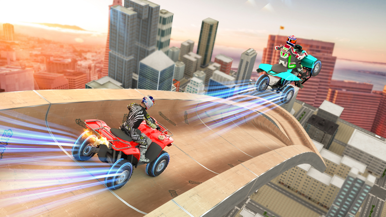 Futuristic Offroad Speed Light ATV Quad Bike Mega Ramp Stunts