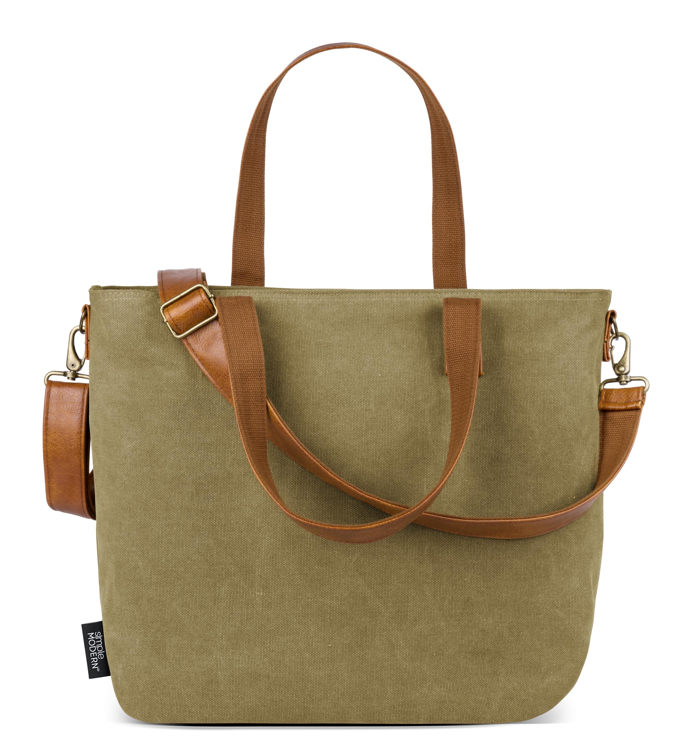 Simple Modern Canvas Tote Bag for Women | Small Tote Purse with Compartments & Laptop Sleeve