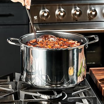 HexClad Hybrid Nonstick 10-Litre Stockpot with Tempered Glass Lid, Dishwasher Safe, Induction Ready, Compatible with All Cooktops