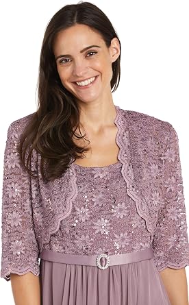 R&M Richards Womens Lace Cocktail Jacket and Dress
