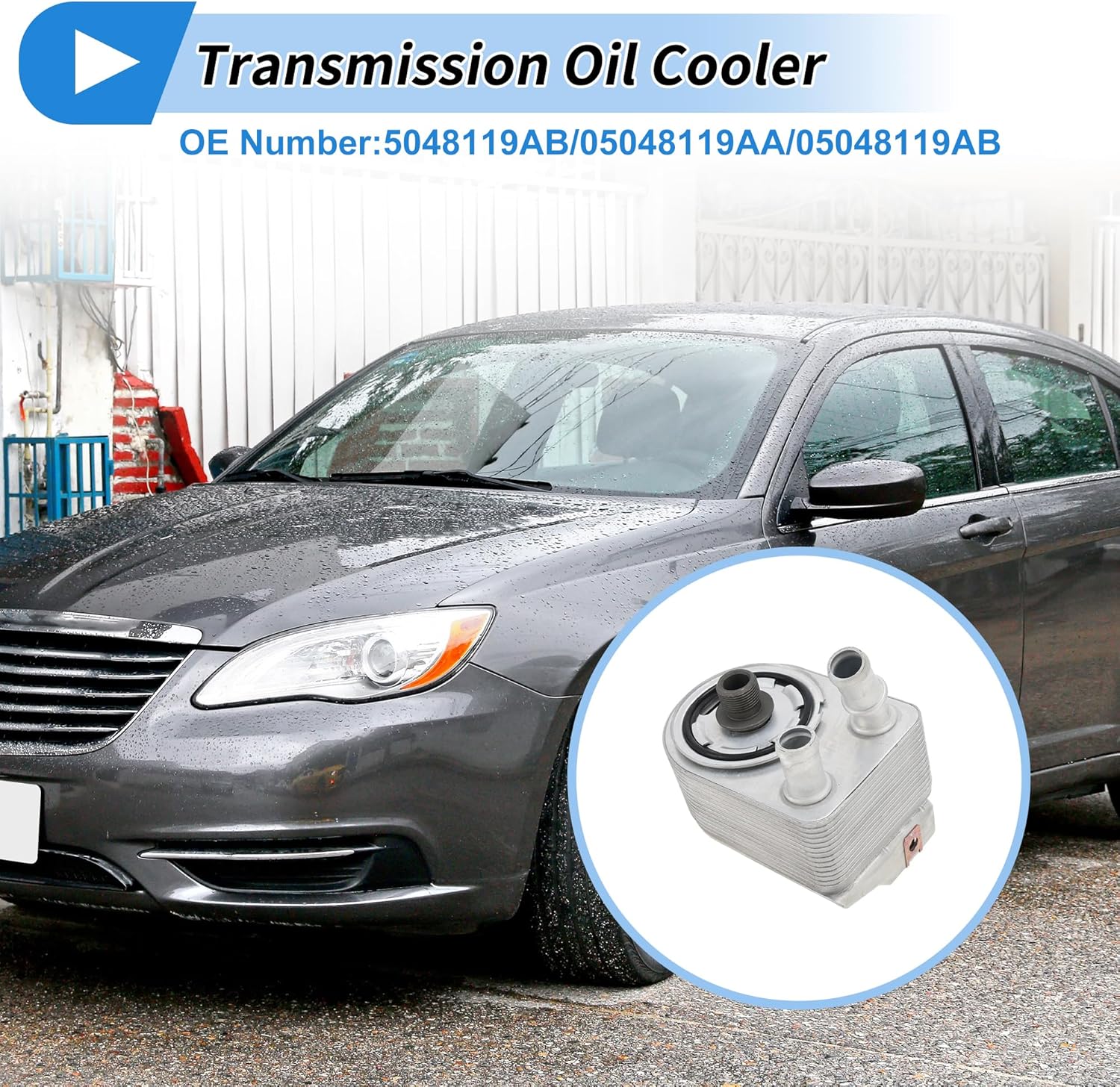 Engine Oil Cooler for Chrysler 200 L4 2.4L 2015-2017,for Dodge Dart L4 2.0L,2.4L 2013-2016 Transmission Oil Cooler Trans Cooler 1 Bolt Type No.5048119AB Aluminum Alloy 1 Set