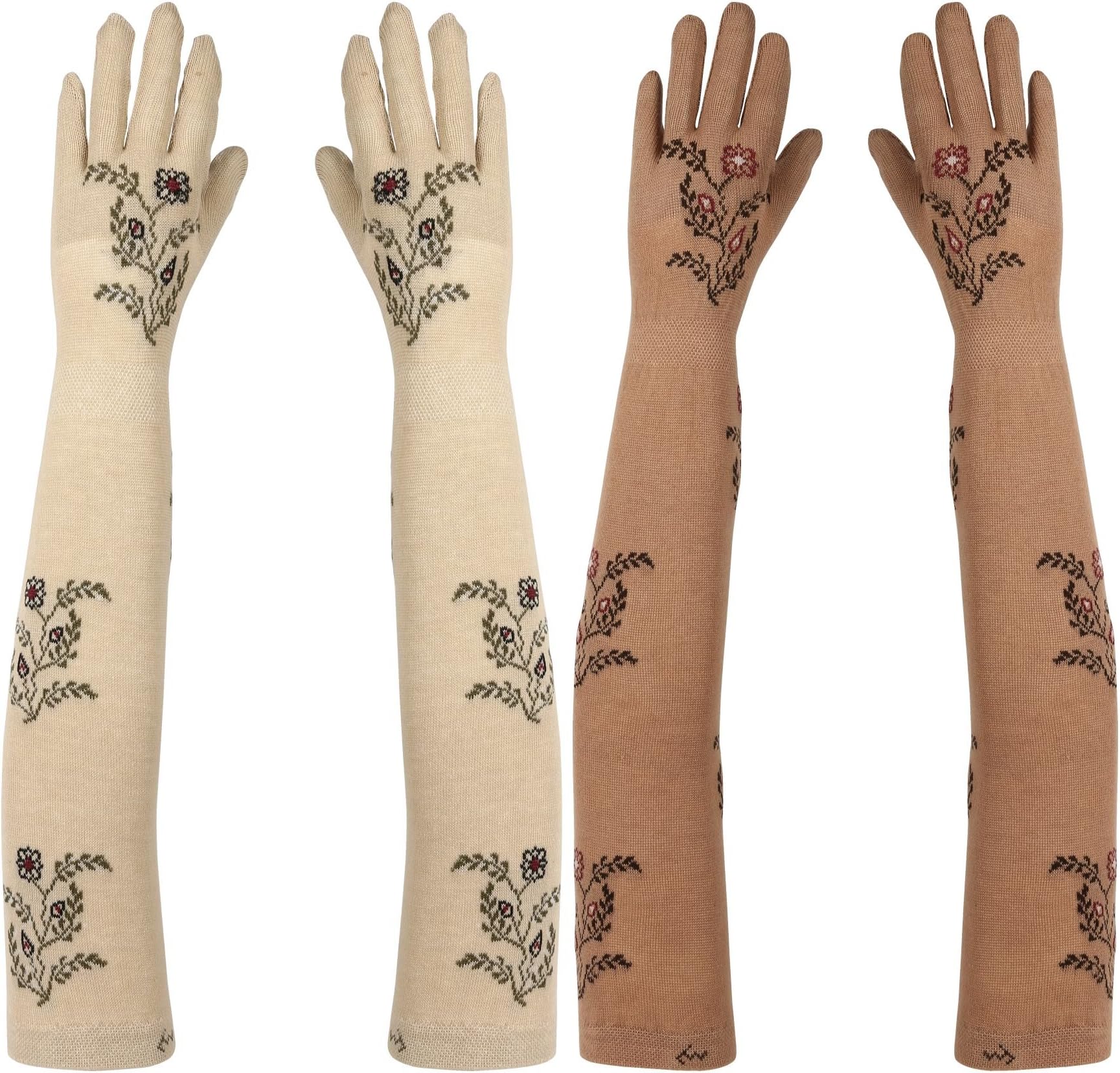 GREENPORT lovely Cotton Full Hand Gloves Sun Protection Gloves for Women Skin Colour Arm Sleeves