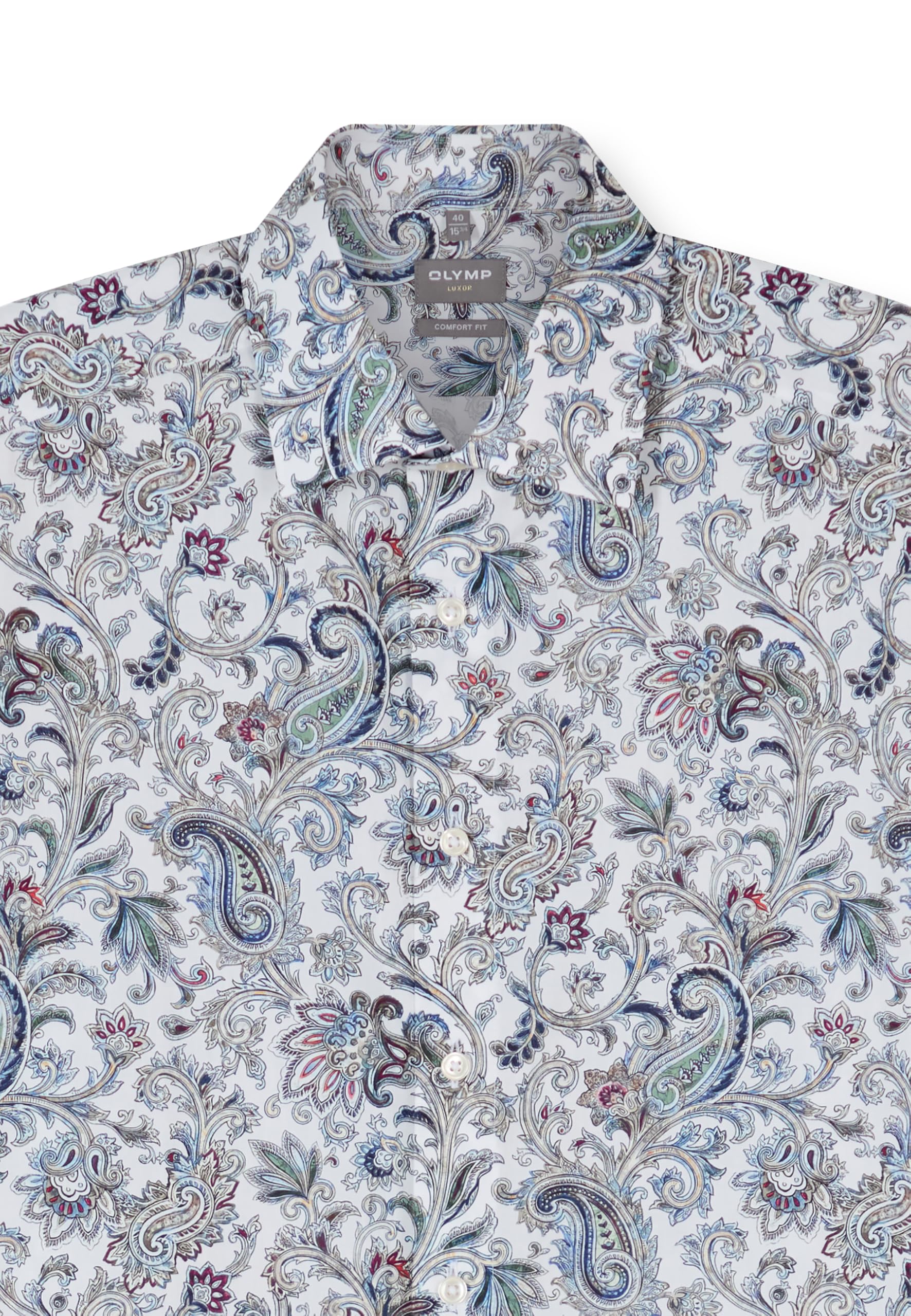 OLYMP Camisa de manga larga para hombre 101384, impresión digital en p/d dobby, ajuste cómodo 78, New Kent