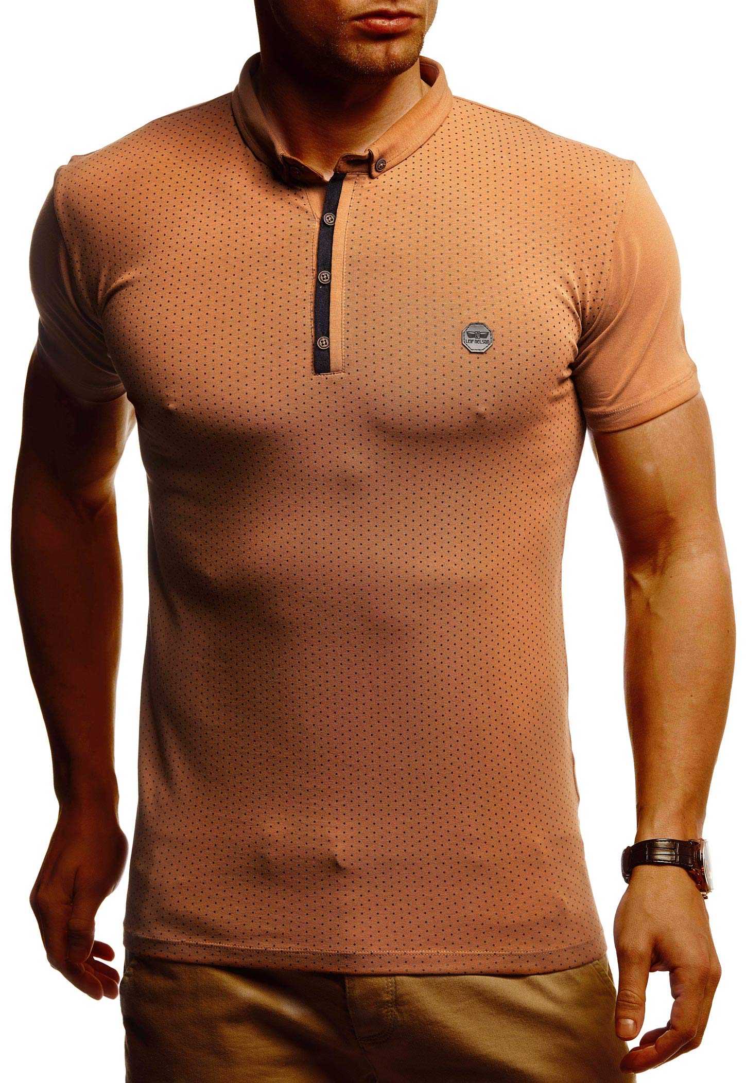 Leif Nelson LN1295 Men's Summer Polo Shirt, Collar, Slim Fit, Cotton Blend, Basic Black, Long-Sleeved Sweatshirt, Short-Sleeved White, Long