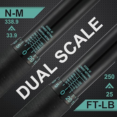 Miniatura 3 de EPAuto Llave dinamométrica de clic de 12 pulgada, 25-250 ft-lb33.9-338.9 Nm, negro