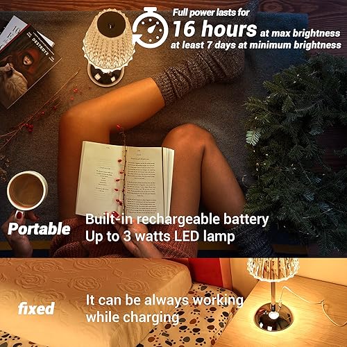 Miniatura 2 de Lámpara de mesa inalámbrica, lámpara recargable de 4000 mAh, 3 modos de color y lámpara táctil LED regulable continua, lámparas portátiles de metal