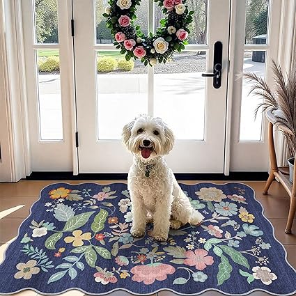 Washable 2x3 Area Rug for Entryway: Easy-Clean Carpet with Non-Slip Backing for Bedroom Kitchen Stain-Resistant Durable Low Pile Floor Mat – Perfect for High-Traffic Areas with Pets (2x3/Purple)