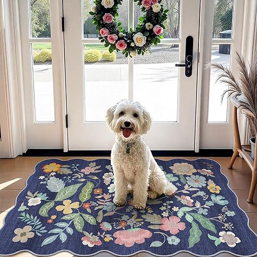 Washable 2x3 Area Rug for Entryway: Easy-Clean Carpet with Non-Slip Backing for Bedroom Kitchen Stain-Resistant Durable Low Pile Floor Mat – Perfect for High-Traffic Areas with Pets (2x3/Purple)