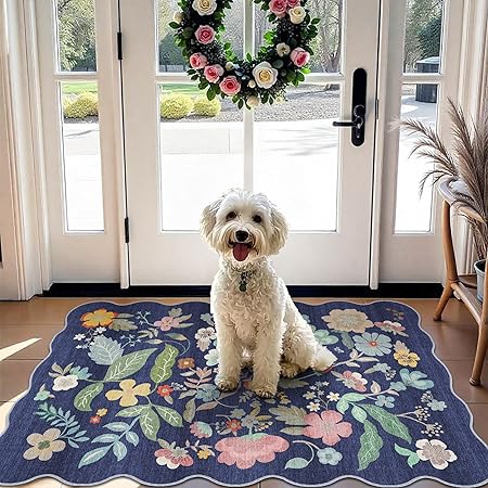 Washable 2x3 Area Rug for Entryway: Easy-Clean Carpet with Non-Slip Backing for Bedroom Kitchen Stain-Resistant Durable Low Pile Floor Mat – Perfect for High-Traffic Areas with Pets (2x3/Purple)