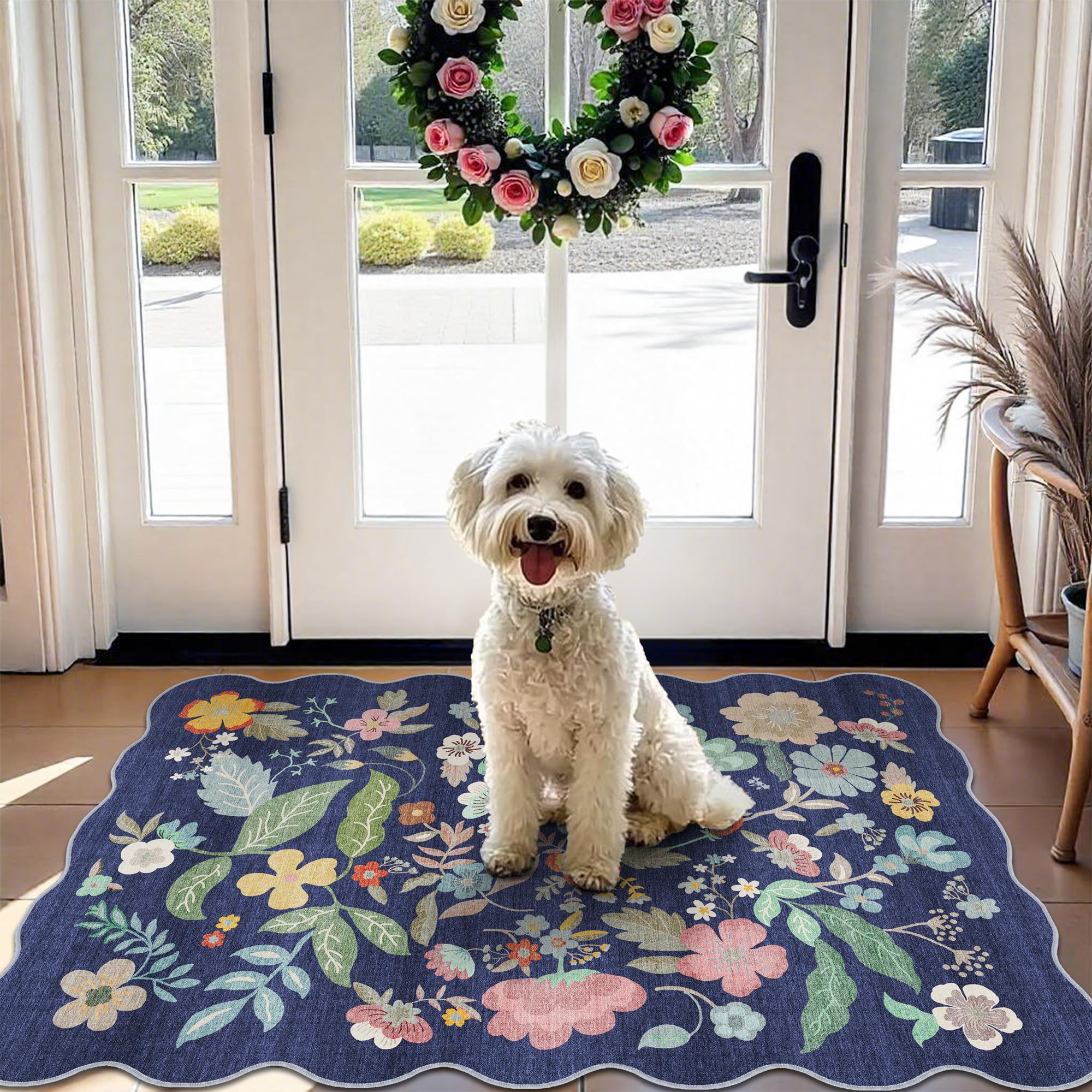 Washable 2x3 Area Rug for Entryway: Easy-Clean Carpet with Non-Slip Backing for Bedroom Kitchen Stain-Resistant Durable Low Pile Floor Mat โ Perfect for High-Traffic Areas with Pets (2x3/Purple) โ image 1