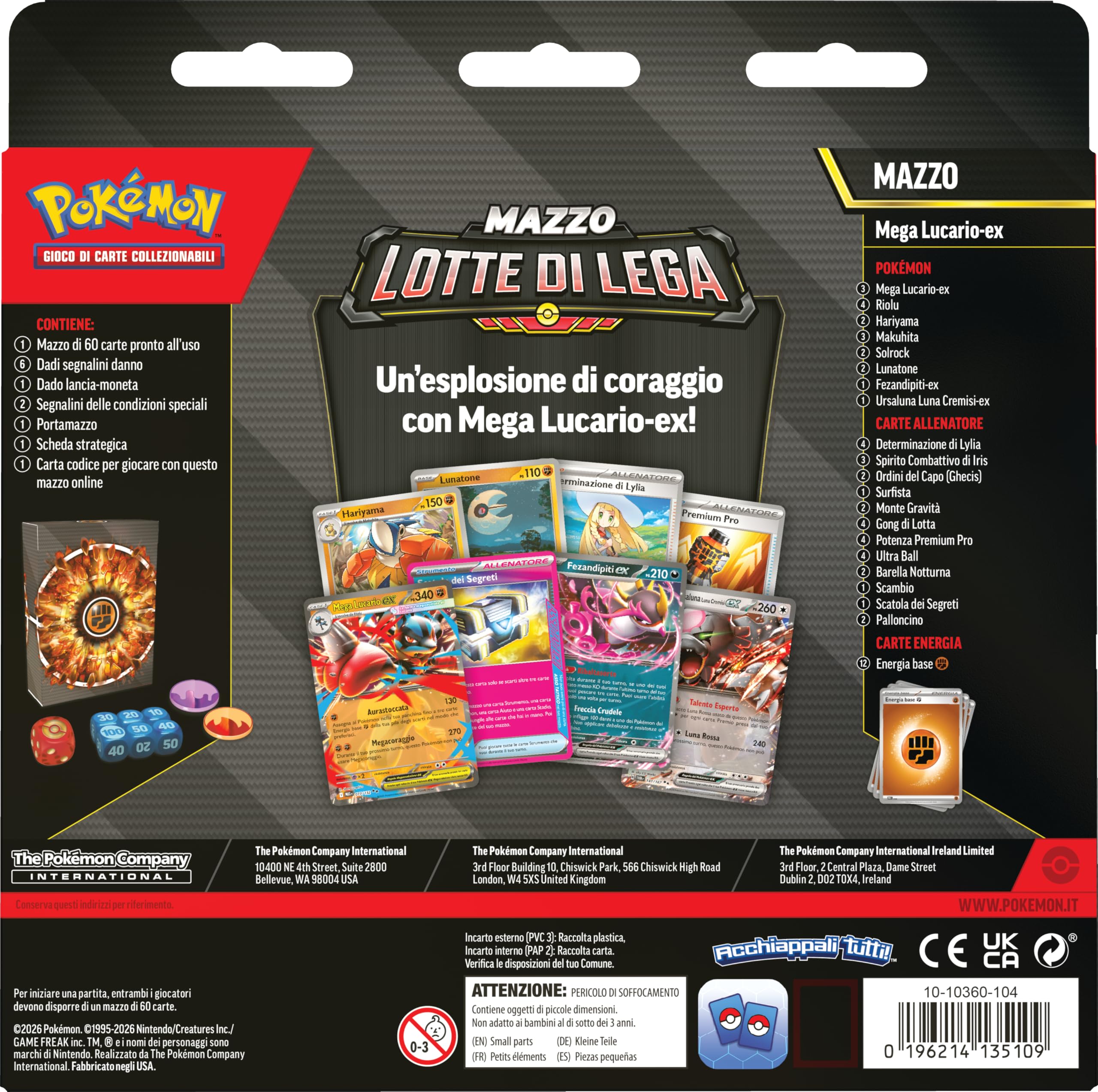 Pokémon: Mazzo Lotte di Lega Mega Lucario-ex del GCC Pokémon (un mazzo di 60 carte pronto per giocare con Mega Lucario-ex), Edizione in Italiano