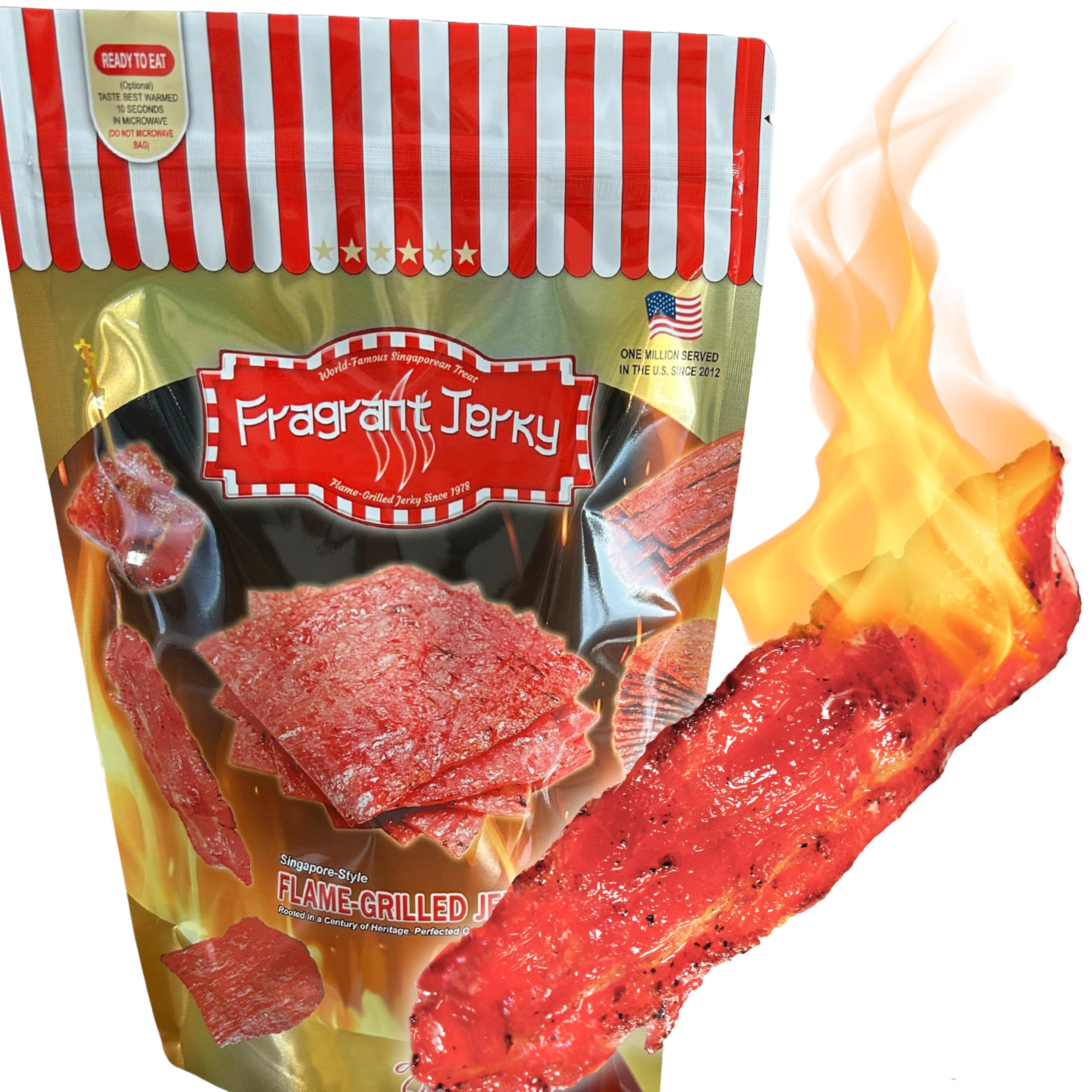 Singapore Street Food, Fire-Grilled Bacon Jerky (Original Flavor 4oz) *Fresh Grilled to Order *Shipped the Same Day *L.A. Times "Handmade Gift" Winner