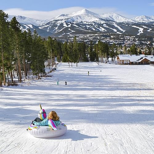 Miniatura 15 de GoFloats Tubos de nieve de invierno – Elige entre unicornio, Frozen de Disney, dragón de hielo, oso polar, pingüino, flamenco, trineo inflable