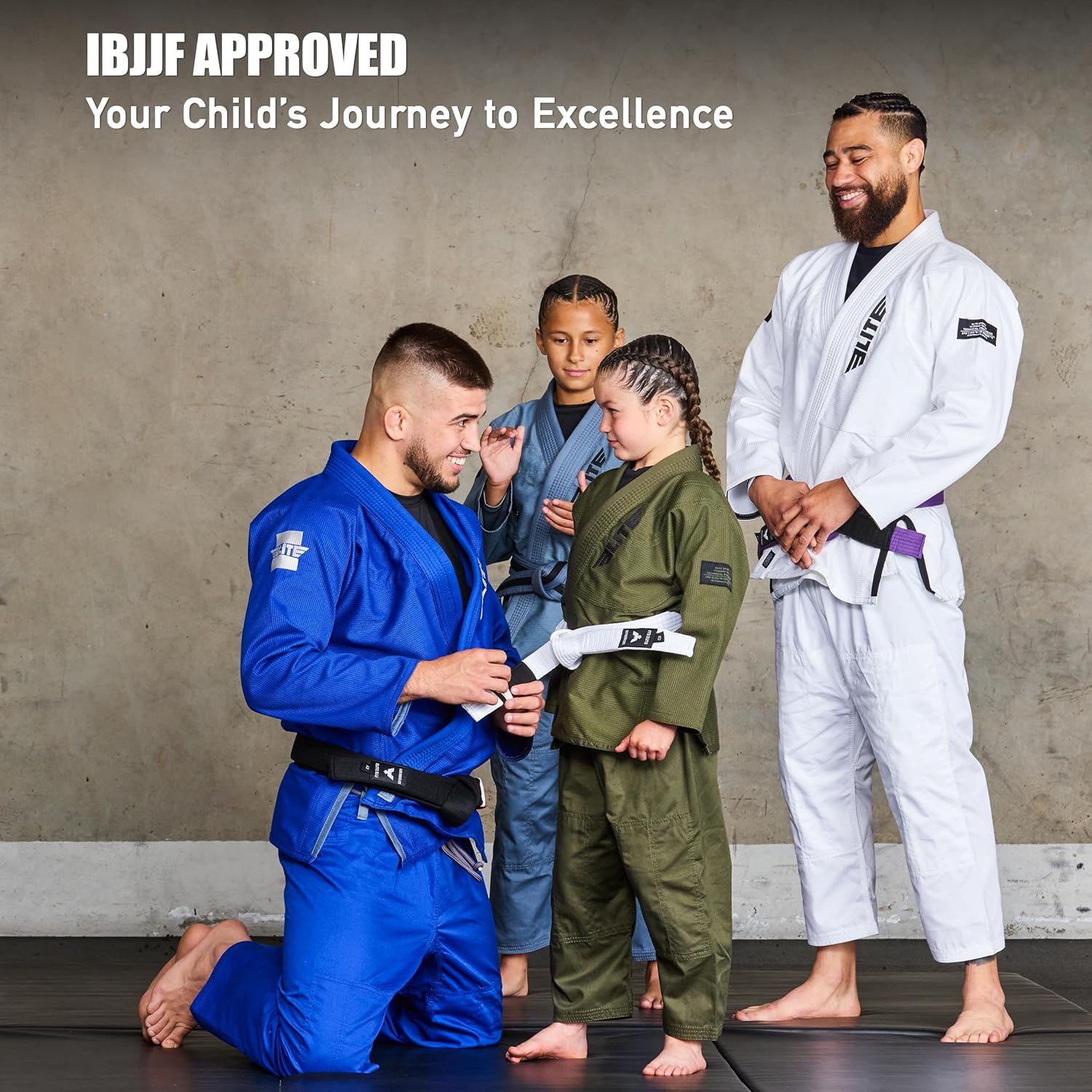 Elite Sports Kids Brazilian Jiu Jitsu Belts Preshurunk Martial Arts Youth BJJ Belts for Girls & Boys with BJJ Ranking Stripes - Image 5