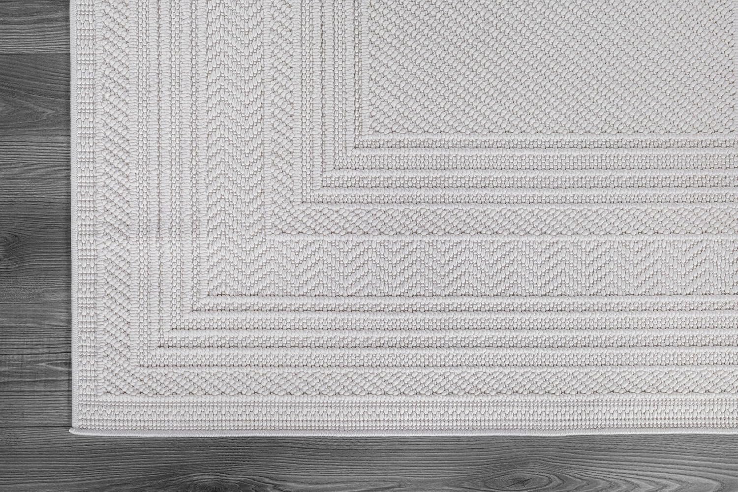 Luul Home Micro Loop Indoor Rug White 5x7 Boho Geometric Neutral Area Rugs for Living Room Soft Luxury Modern Low and High Pile Durable Stain Resistant Non-Shedding Indoor Area Carpet 5 x 7