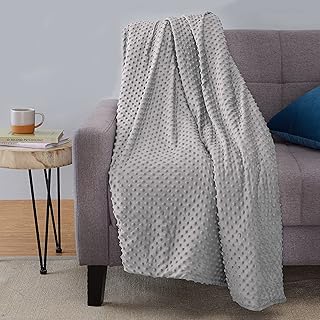 Sponsored Ad - Amazon Basics Weighted Blanket with Minky Duvet Cover - 12 Pound, 48 x 72-Inch, Dark Grey/Grey