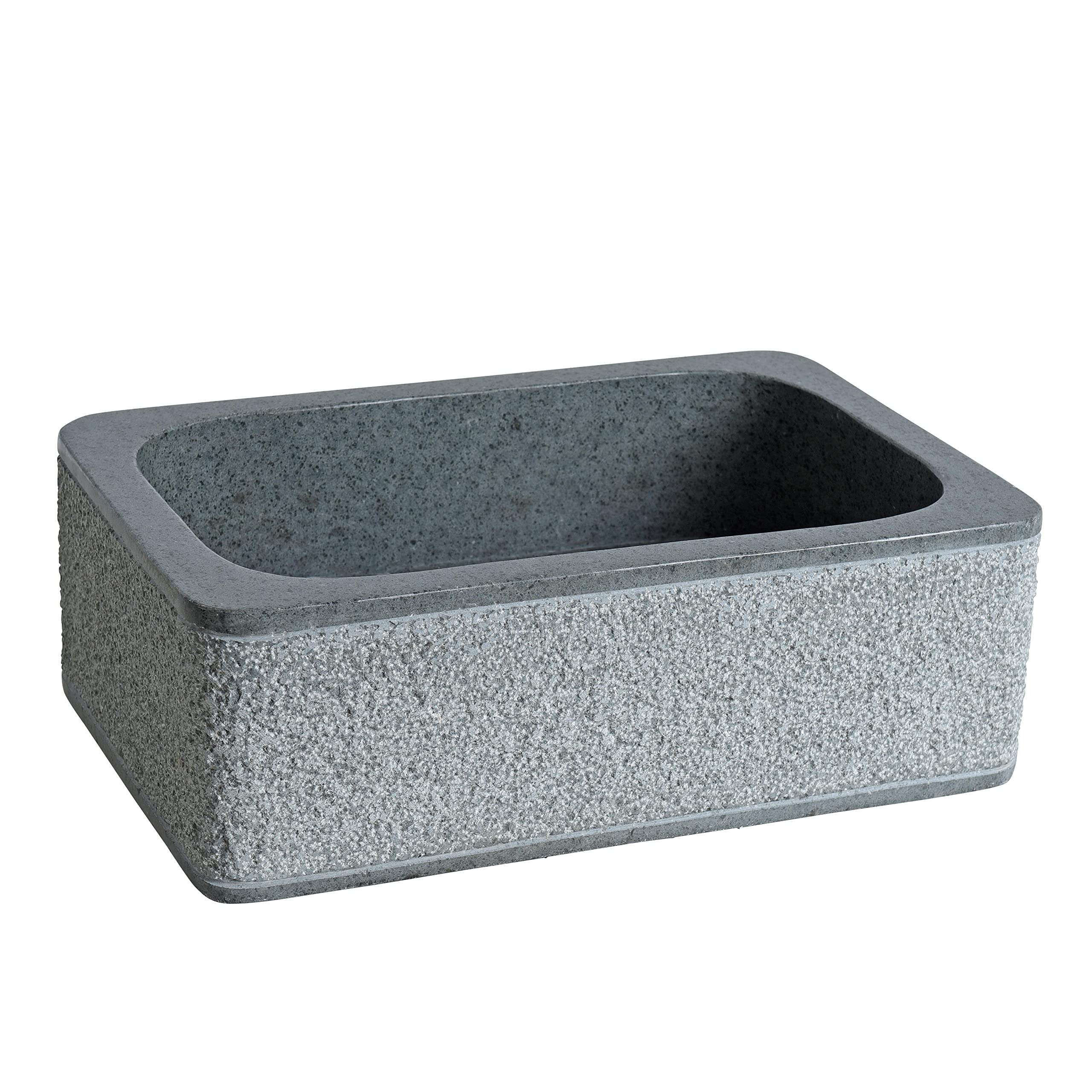 ESTEXO Waschbecken Basalt Naturstein Waschtisch ca. 45 x 30 x 15 cm Waschschale Becken Steinwaschbecken Grau