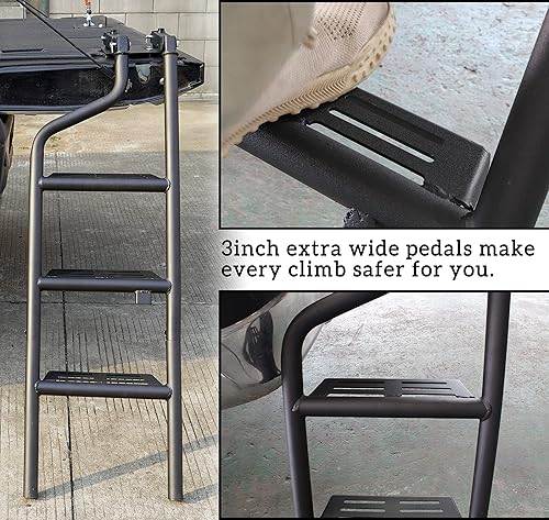 Miniatura 6 de Escalera plegable universal de 42 pulgadas para puerta trasera de camioneta, escalera plegable resistente con dispositivo de bloqueo, ajuste