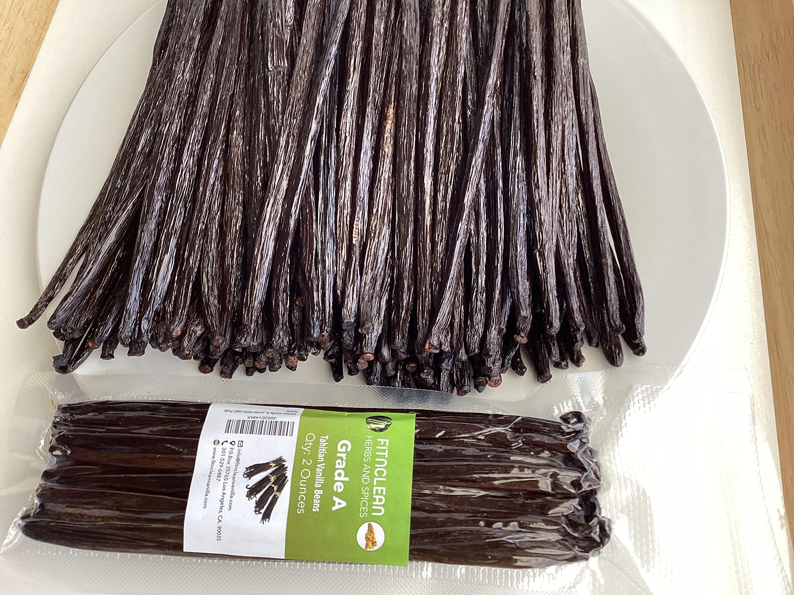 2oz Tahitian Vanilla Beans Grade A for Extract, Cooking and Baking by FITNCLEAN VANILLA| 2 Ounces (1/8Lb) Bulk 6"-7" Fresh Gourmet NON-GMO Pods