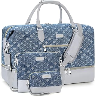 Weekender Overnight Bag for Women - Large Travel Duffel Bag with Shoe Compartment, Gym Duffel Bag Hospital Bag Carry On Tote Bags for Airplanes with Crossbody Bag Toiletry Bag 3Pcs Set