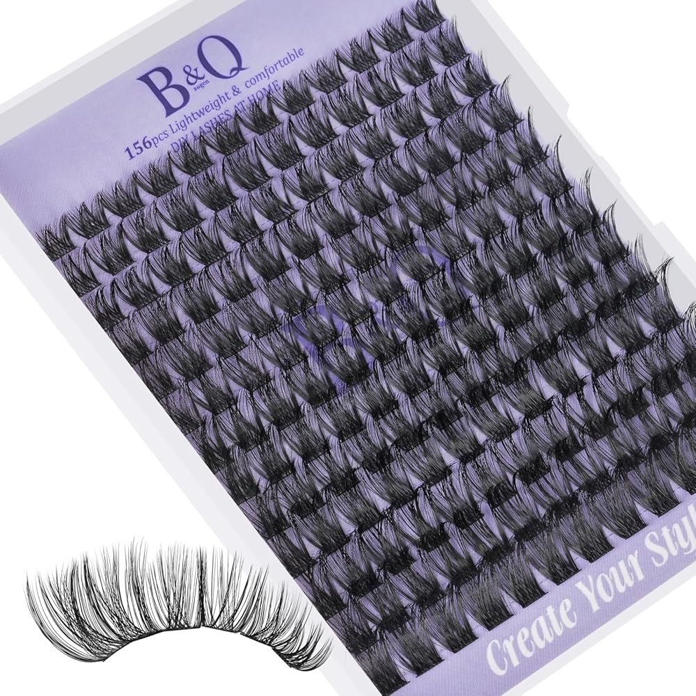 Lash Clusters B05 D Curl 8-16mm DIY Eyelash Extensions 72 Clusters Lashes B&Qaugen Fluffy Individual Lashes Cluster DIY at Home (B05,8-16MIX)