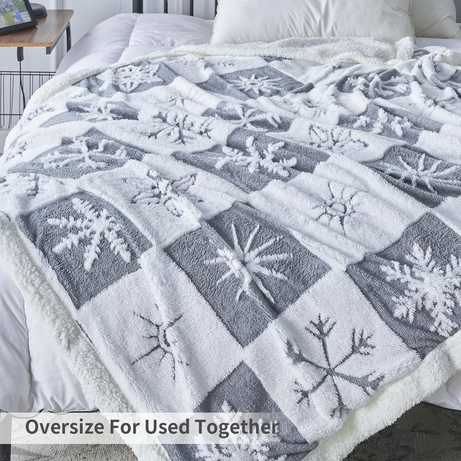 EAQ Plaid Coperta Pile 130x150 cm, Coperta Termica, Coperta Pile Matrimoniale in Morbida e Spessa, Coperta in Pelliccia Sintetica per Divano e Letto (Il Grigio Natalizio, 130x150CM)