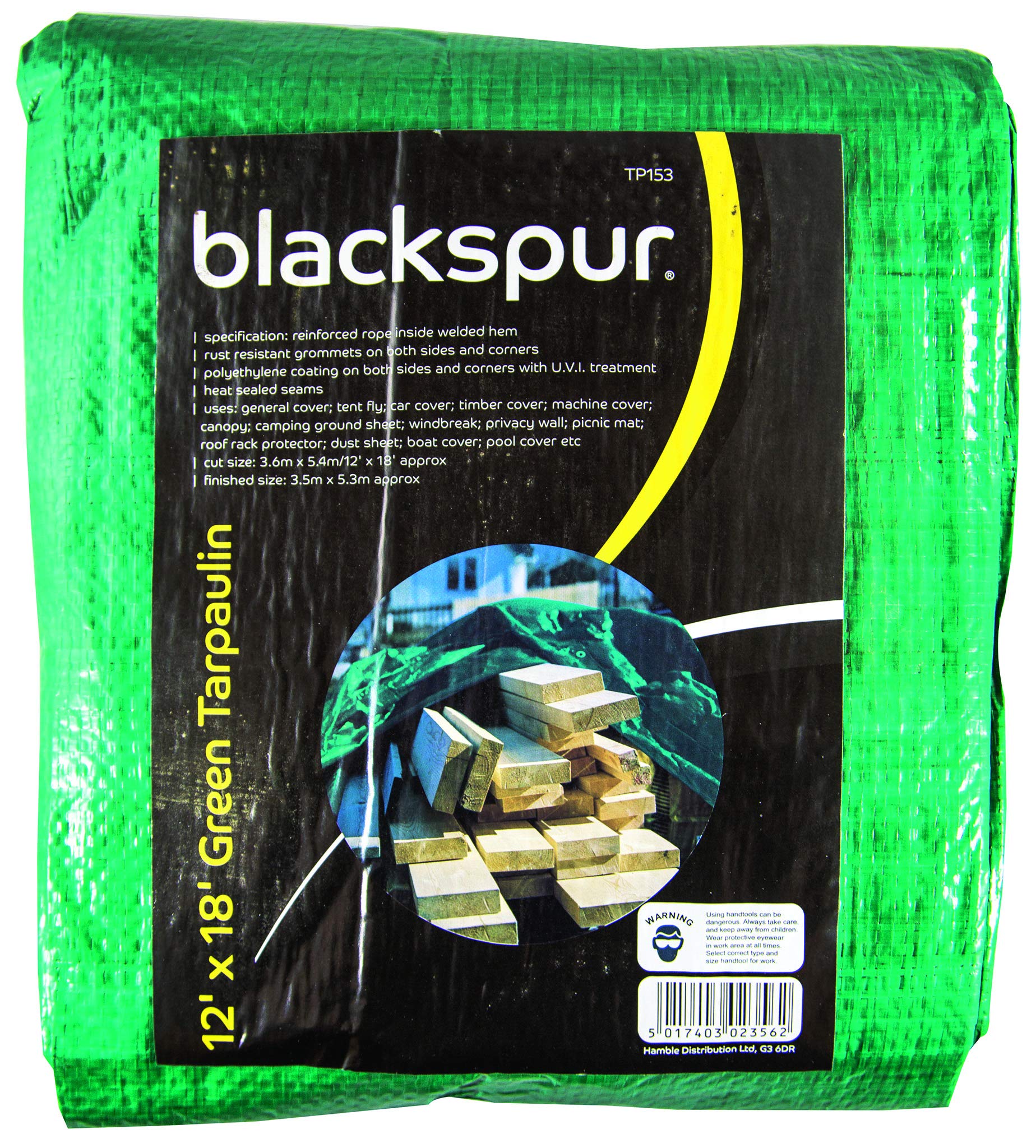 BlackspurHamble Distribution ltd Blackspur Tarpaulin Green 12' X 18'