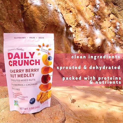 Miniatura 3 de Daily Crunch Almendras germinadas, mezcla de nueces de cerezo, frutos secos germinados mixtos, arándanos y cerezas, bolsas resellables de 5 onzas,