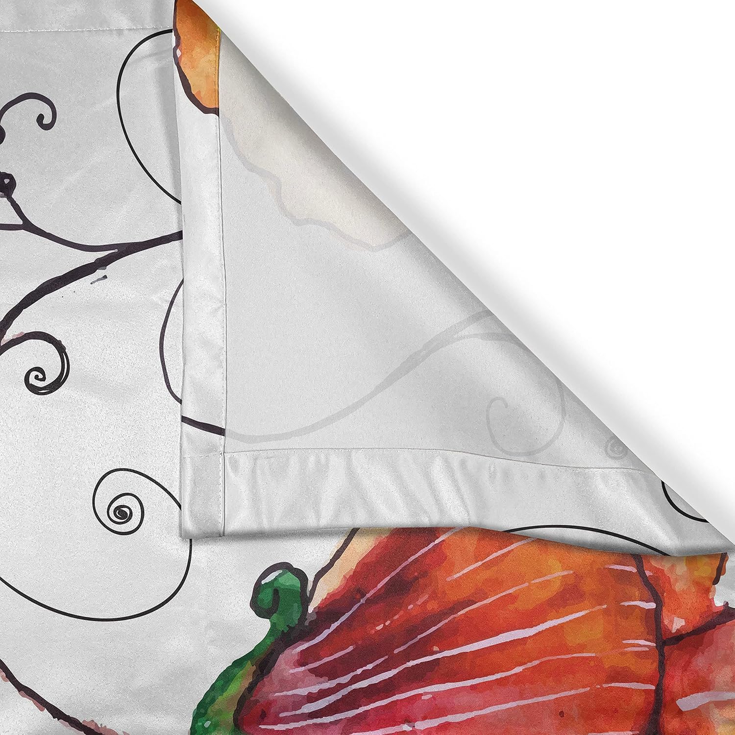 Ambesonne Nature Long Kitchen Curtains, Flowers with Swirled Branches Butterflies in Watercolors Botanical Summer, Two Panels Drapes with Rod Pocket Room Decor, 55" x 45", White Orange