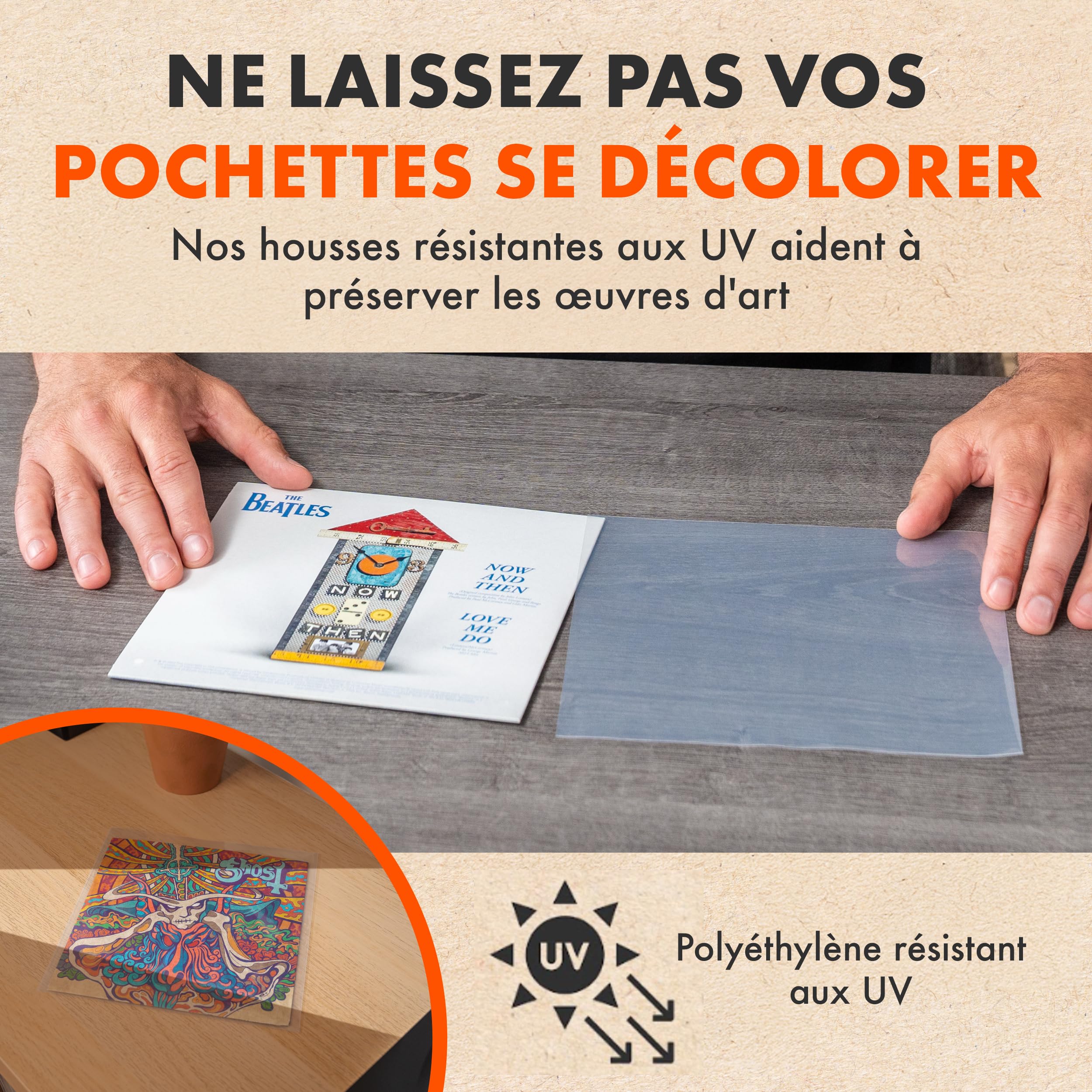Spincare 50x 7 Pouces Pochettes extérieures Vinyle 45 Tours Protection UV Pochette Plastique Vinyle résistante qualité archivage pour disques 7”