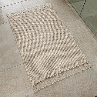 KIBAGA Beautiful Boho Bathroom Rug with Tassels - Soft 2 x 3 ft. Cotton ...