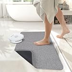 Bosap,Bath Mat,Ultra Thin Bath Rugs,Rubber Bath Mats for Bathroom Quick Dry,Washable,Fit Under Door,Super Absorbent Bathroom Rugs for Bathroom Floor,Shower,Sink(Grey,17''x27'')