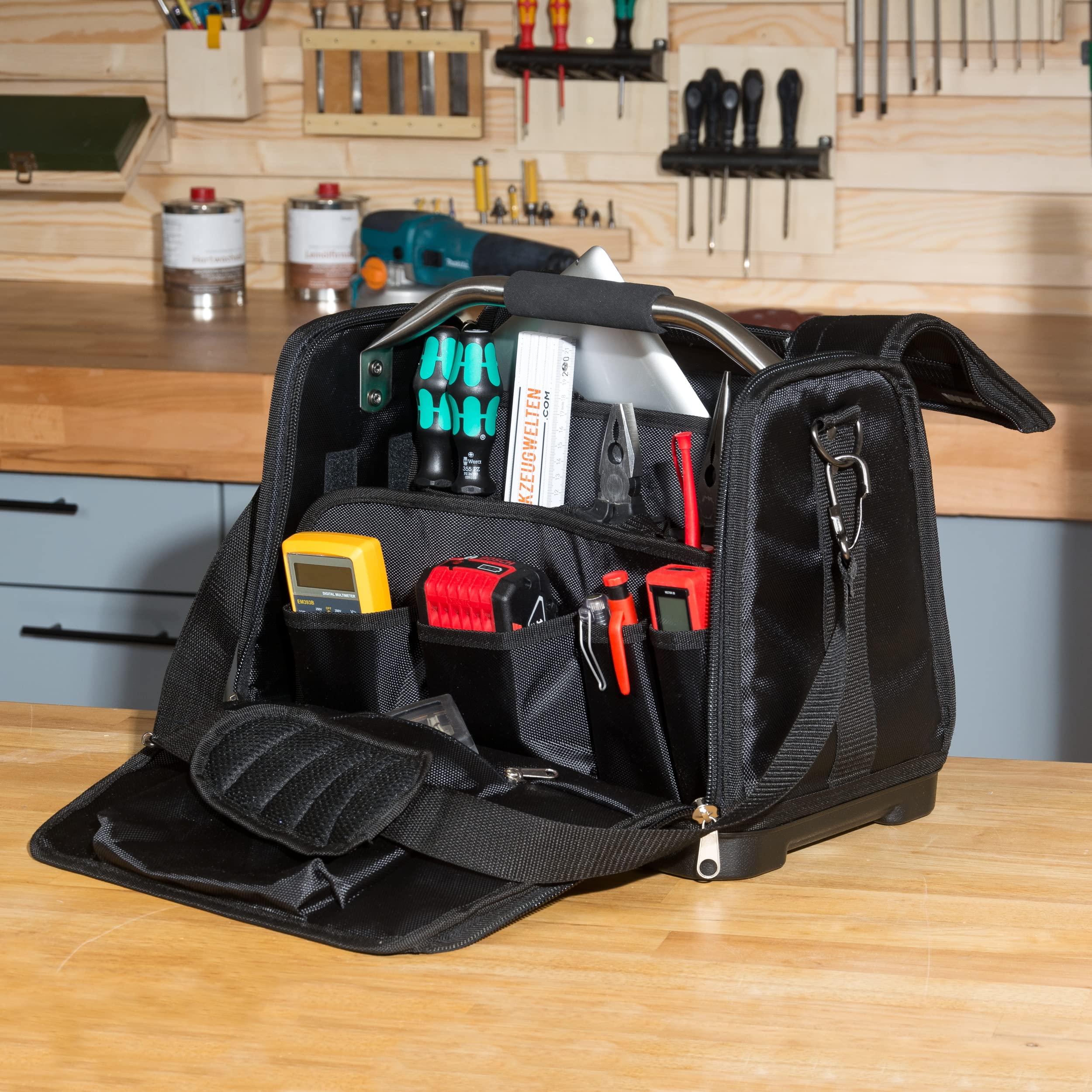 Wfix Bolsa de herramientas vacía pequeña tamaño M – 40 x 21 x 34 cm bolsa de trabajo profesional de plolyester D900