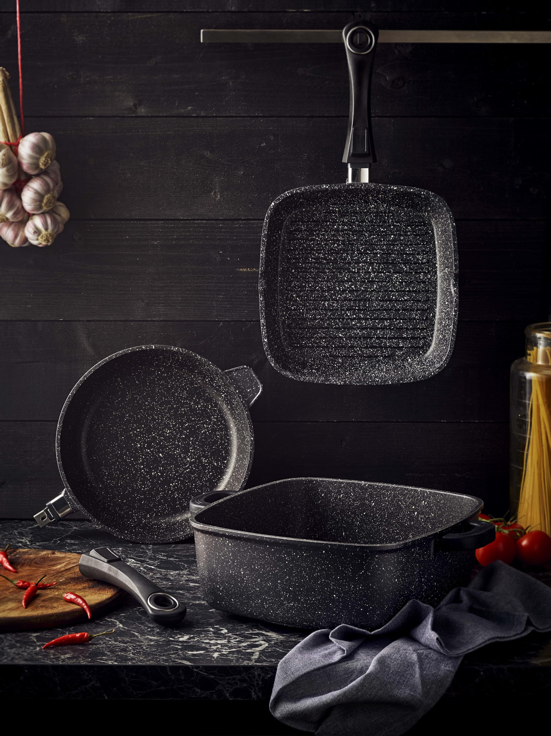 Pradel Excellence - 52393M - Sauteuse 28cm "Façon Pierre" en Fonte Aluminium, tous Feux dont Induction