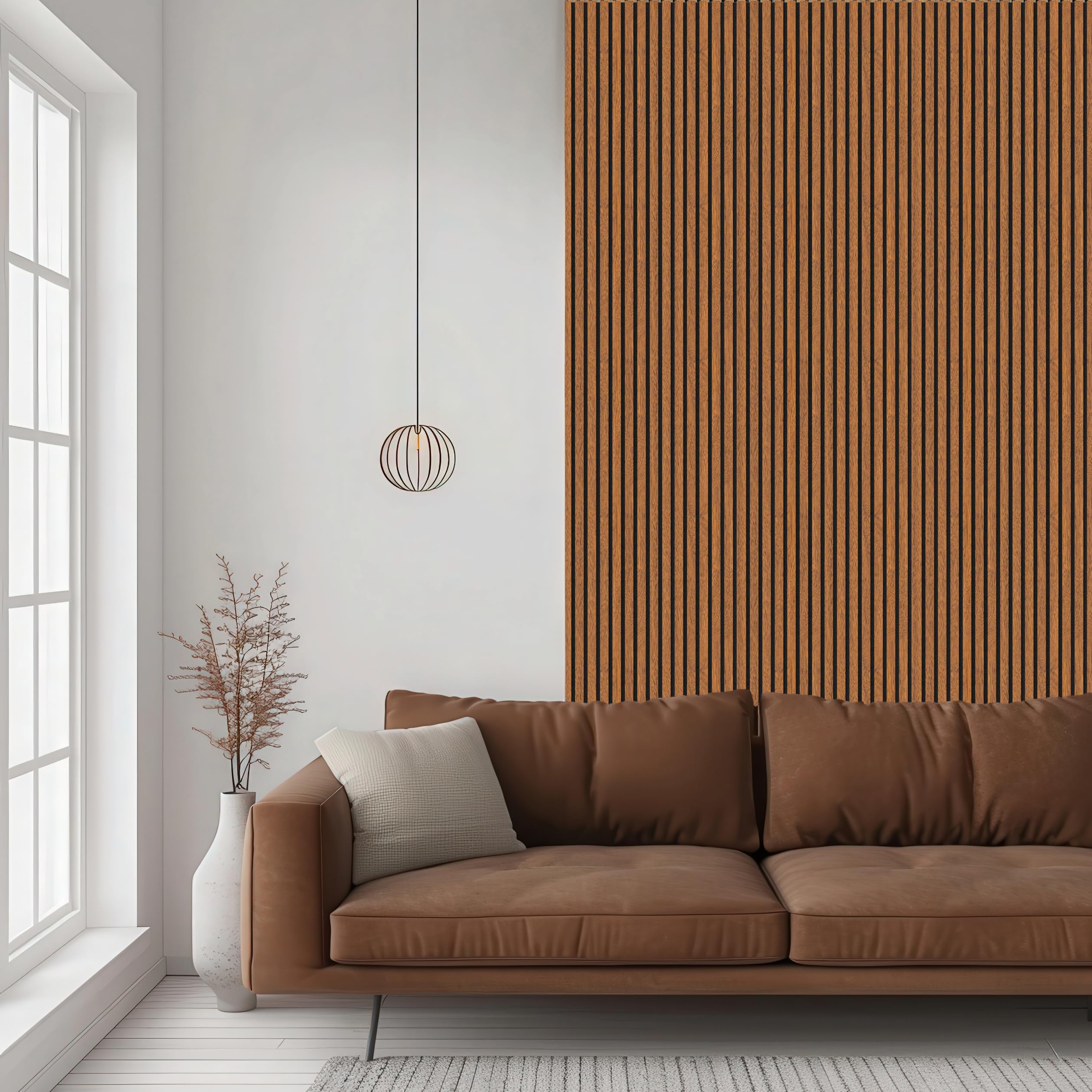 Decoranddecor Acoustic Slat Wood Wall Panels and Ceiling Panelsling Decorative 3D MDF 240 cm x 60 cm Walnut - 2 Pack