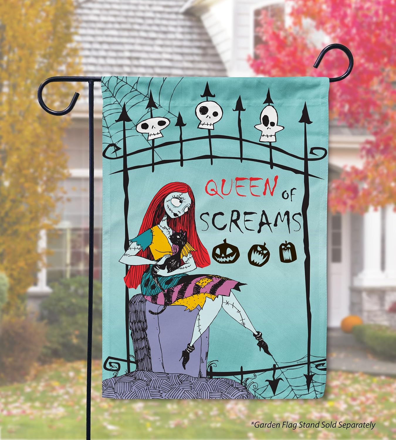 Flagology, Disney, Nightmare Before Christmas, Queen of Screams Sally, Garden Flag, Outdoor/Indoor, Exclusive Premium Fabric, Officially Licensed Disney (12" x 18")