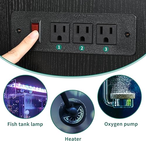 Miniatura 4 de DWVO Soporte de acuario de 55 a 75 galones con tomas de corriente, gabinete para almacenamiento de accesorios de pecera, soporte de metal resistente