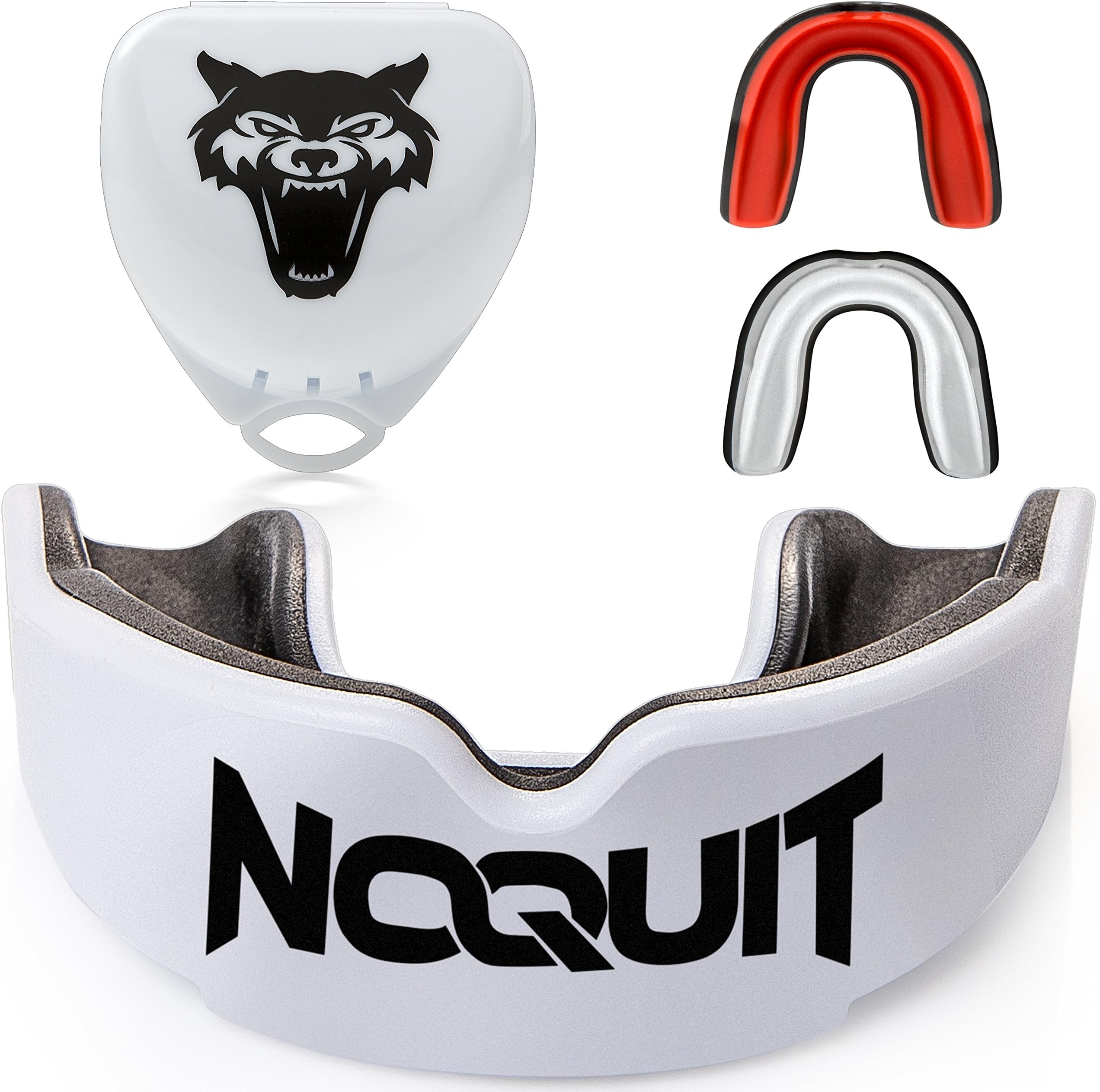 Noquit® Mouthguard with Hygienic Storage Box – Adjustable Adult Gum Shield – Perfect for Boxing, MMA, Muay Thai, American Football & Hockey Withuser manual (English language not guaranteed).