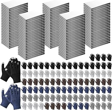 200 Pcs Emergency Blanket Knitted Gloves Bulk Homeless Survival Care Supplies Kit for Cold Weather Outdoor Camping Hiking Neutral