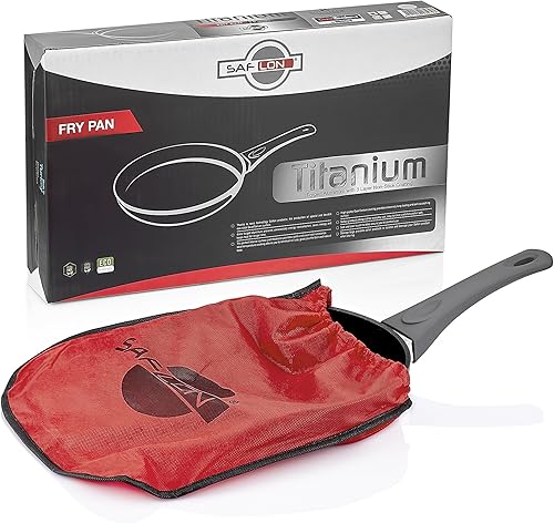 Miniatura 6 de SAFLON Juego de sartenes antiadherentes de titanio de 8 pulgadas y 9.5 pulgadas, aluminio forjado de 0.157 in con revestimiento resistente a los