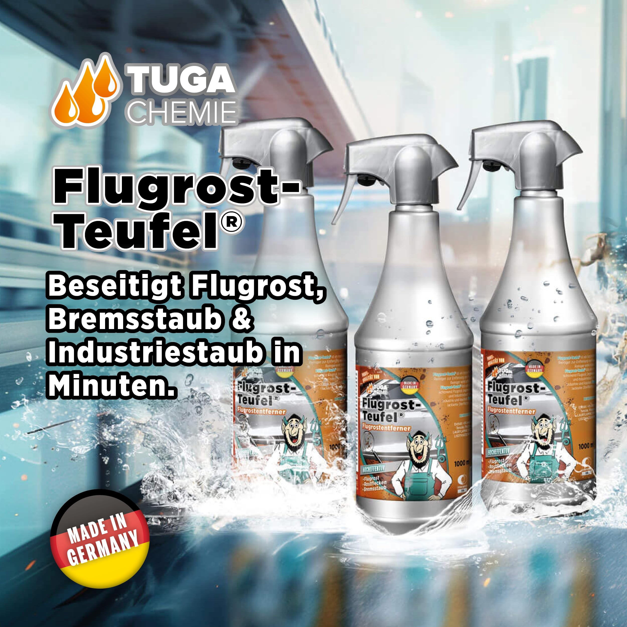 TUGA Chemie Flugrost-Teufel Flugrostentferner pH hautneutral, 5 L Kanister | für Lack, Chrom & Felgen, pH-hautneutral, mit Wirkindikator, Made in Germany
