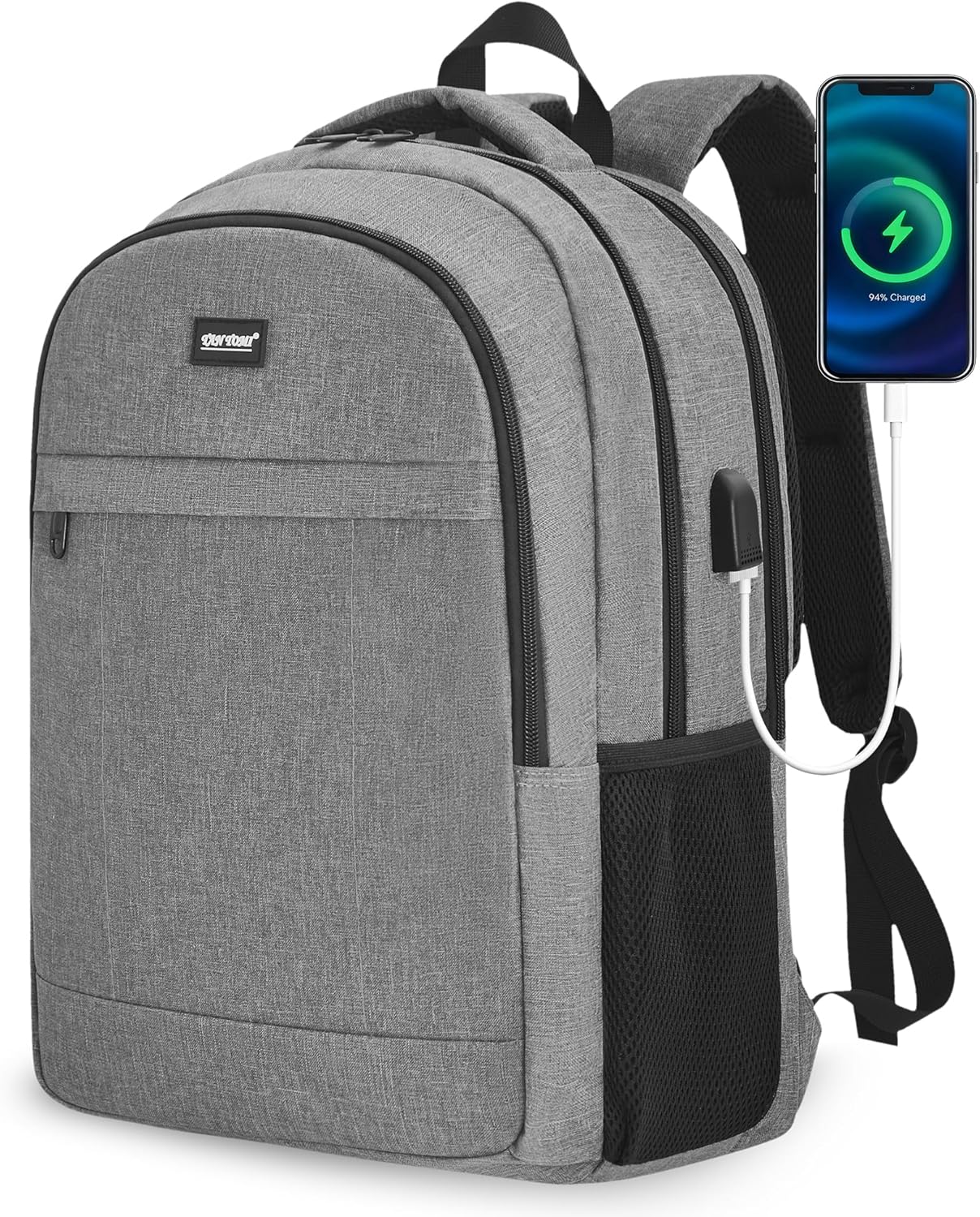 TANTOMI 17 Inch Travel Laptop Backpack for Men Women, Business Laptop Backpack with Anti Theft & USB Charging Port, Water Resistant Durable School Computer Backpack for Travel, Work, Daily Carry