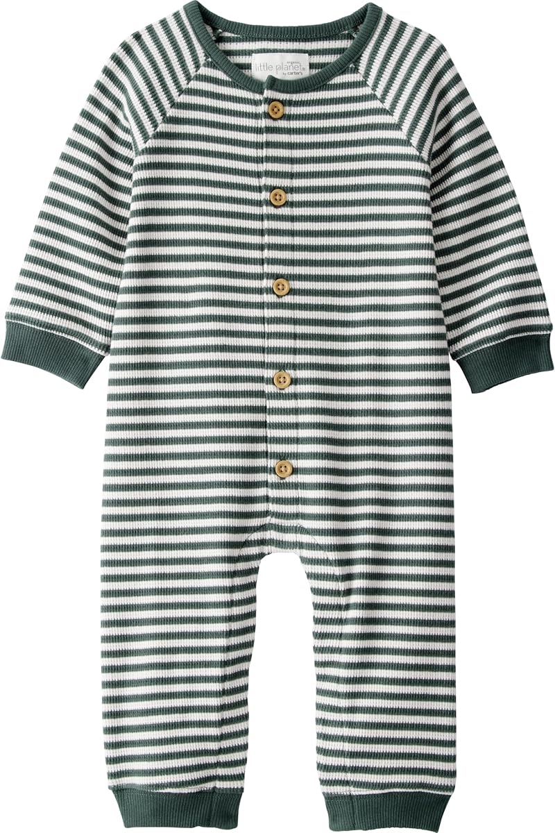 Mono unisex para bebé de punto tipo gofre con botones delanteros hecho con algodón orgánico