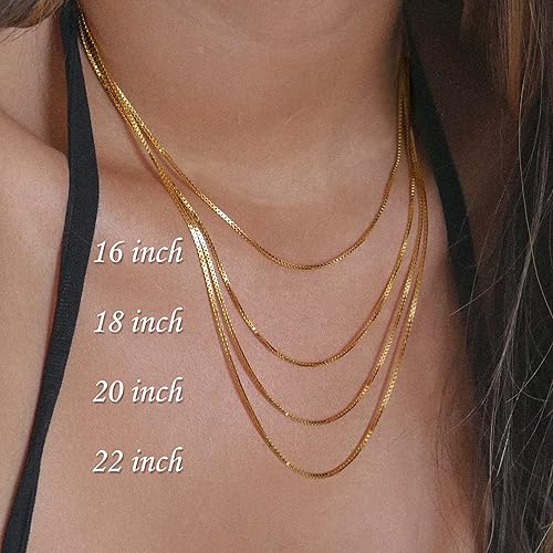 Miniatura 2 de Collar de cadena fina de 0.039 in, chapado en oro real de 14 quilates, cadena delicada para mujer, cadenas resistentes y simples para mujer, no se