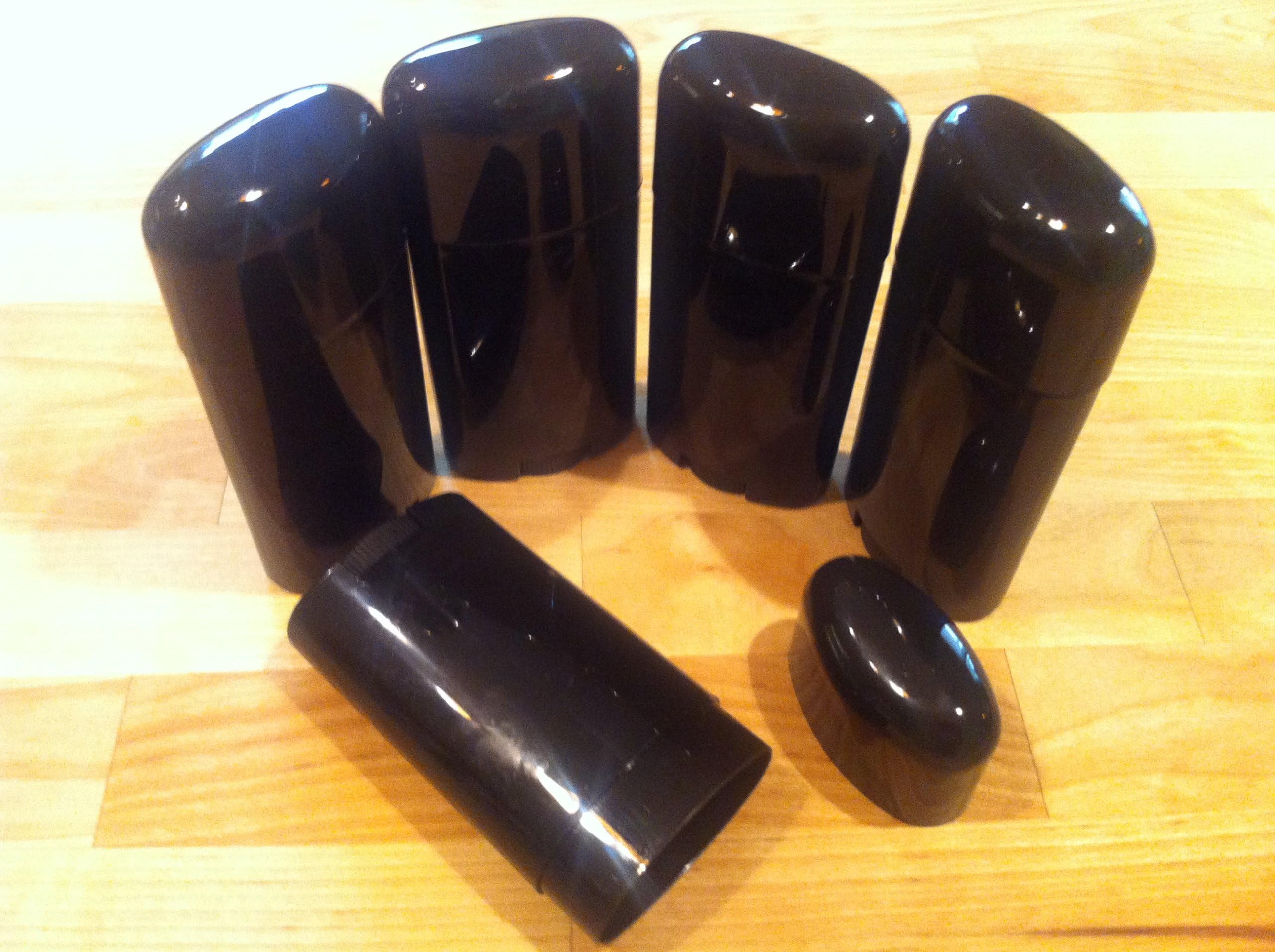 Deodorant Containers, 5 Empty Black - Make Your Own Deoderant, Heel Balm 2.5 Oz