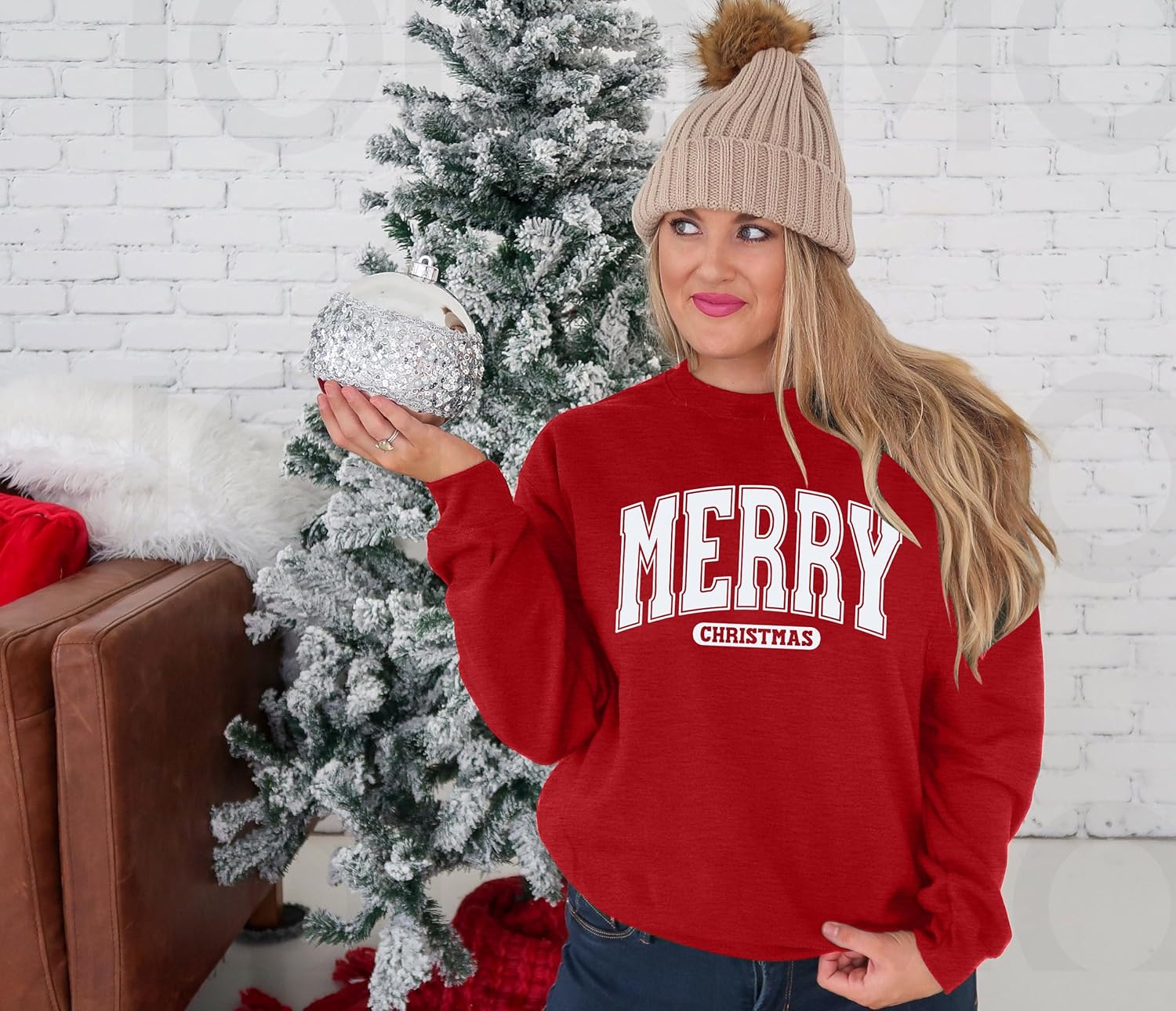 Merry Christmas Sweatshirts Women Classic Merry Letter Print Sweatshirts Xmas Holiday Party Pullover Blouse - Image 4