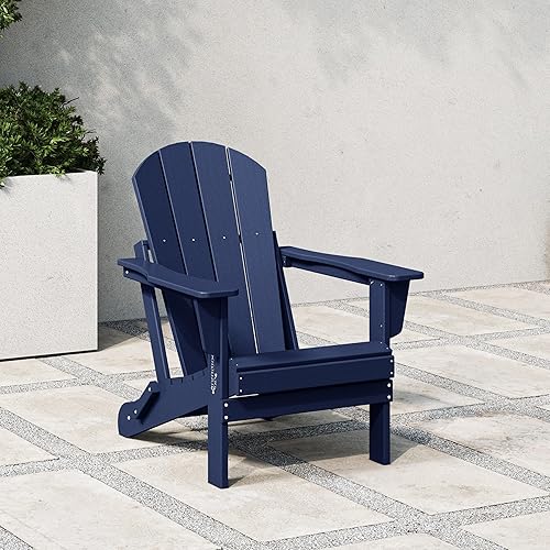 Miniatura 2 de WestinTrends Malibu HDPE - Silla plegable Adirondack de polietileno para exteriores, color azul marino